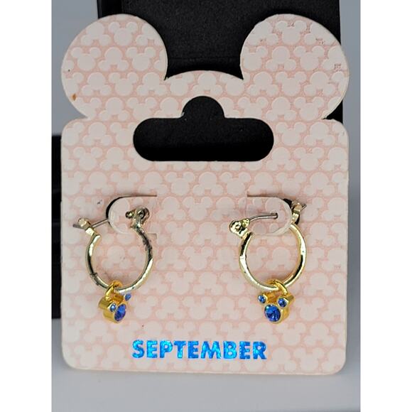 September Birthstone Hoop Earrings with Blue Crystal Charms